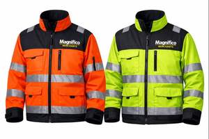 Veste de sécurité pour homme, réfléchissante, haute visibilité, à capuche, veste bomber haute visibilité avec poches et fermeture éclair, imperméable - Product Image 3