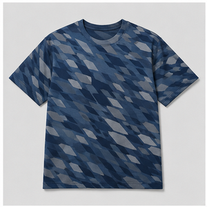 Camiseta de Manga Corta para Hombre con Estampado de Camuflaje en Cascada Color Índigo Oscuro Personalizada, Cuello Redondo, MTS-CAMO-0033 - Product Image 1
