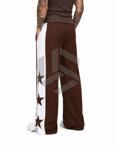 Customizable Men's Brown Regular Fit Breathable 100% Cotton Sweatpants with Straight Pattern Elastic Waist Casual Spring Wear - Product Image 6