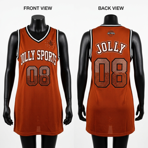 Vestido de baloncesto para mujer, tela de malla premium GSM con ribete negro y blanco, logotipo termotransferible, camiseta de baloncesto transpirable - Product Image 1