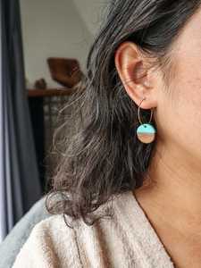 Pendientes de Resina y Madera Pulida Hechos a Mano, Coloridos, Ligeros, Joyería de Diseño Antiguo, Imitación, para Mujer - Product Image 3