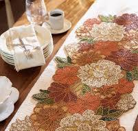 Embroidered Floral Table <b>Runner</b> Cotton Rustic Home Decor Beaded Pattern <b>Washable</b> - Product Image 2