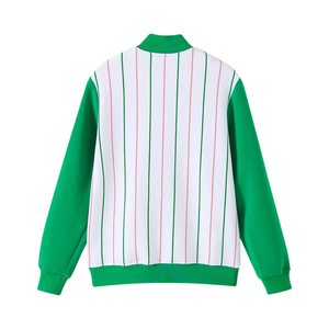 AKA Pinstripe Tech Fleece <b>Jacket</b> Green White <b>Pink</b> Stripe Unisex Casual Zip <b>Jacket</b> Embroidered Letters Fashion Greek Apparel - Product Image 3