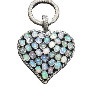 จี้รูปหัวใจโอปอลเอธิโอเปียนธรรมชาติดีไซน์ไม่เหมือนใครเสน่ห์925เงินสเตอร์ลิงจี้ดีสำหรับผู้หญิง - Product Image 1