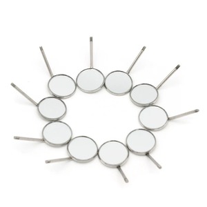 10 unidades de reflectores bucales manuales de doble cara, autoclavables, negros, de primera calidad, para examen de superficie frontal - Product Image 1