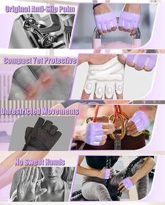 Guantes de entrenamiento con cierre de cordones y medio dedo, ligeros, para hombres y mujeres, para levantamiento de pesas, ciclismo, gimnasio, fitness, crossfit - Product Image 5