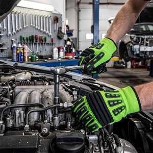 Gants de travail industriels renforcés en cuir synthétique anti-vibration, résistants aux coupures et aux impacts, en spandex - Product Image 4