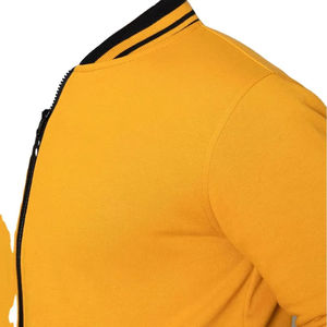 เสื้อแจ็คเก็ตบอมเบอร์วาร์ซิตี้สีเหลืองสำหรับผู้ชาย ระบายอากาศได้ดี เป็นมิตรกับสิ่งแวดล้อม เหมาะสำหรับฤดูหนาว  แบบมีซิป  ปลายแขนเสื้อแบบริบ  ลำลอง สไตล์สตรีทแวร์ รับผลิตแบบ OEM - Product Image 5