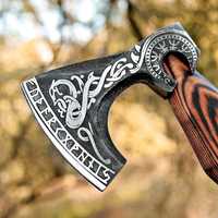 Hache Viking Traditionnelle de Haute Qualité en Acier Carbone, Fabriquée à la Main, Hache de Camping pour la Survie, Directement de l'Usine