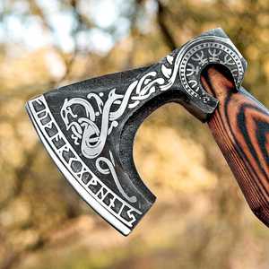 Hache Viking Traditionnelle de Haute Qualité en Acier Carbone, Fabriquée à la Main, Hache de Camping pour la Survie, Directement de l'Usine - Product Image 3