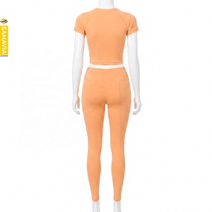 SAMAVIA Custom Women Yoga Sets Fitness Women High Quality <b>Crop</b> <b>Top</b> High Waist Leggings 2 Piece Fitness Workout Sportswear - Product Image 2