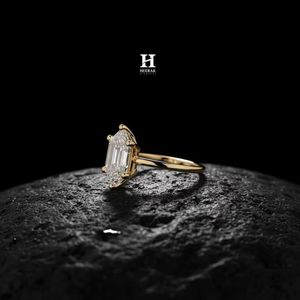 Anillo de Compromiso de Diamante Cultivado en Laboratorio con Corte Hexagonal de Lujo, Anillo de Diamante Solitario con Corte Escudo en Oro Amarillo de 18K para Mujer, Joyería - Product Image 6