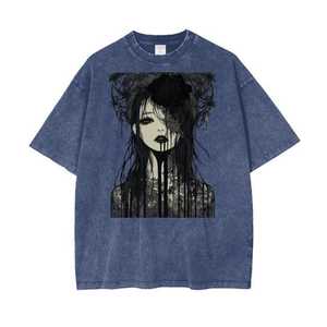 T-shirt Oversize Premium Femme Imprimé Délavé à l'Acide Style Vintage Streetwear Coton Graphique Personnalisable Logo OEM ODM Vente en Gros - Product Image 1