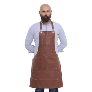 Delantal de cuero Flamia & Jabz, clásico y duradero, con bolsillos para cocinar, traje de trabajo - Product Image 1