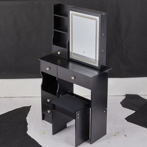 Tavolo da Trucco con Cassetto Sinistro da 29,2 Pollici, Luminosità Regolabile a Tre Colori, Sgabello Imbottito, Ampio Controllo Touch Scorrevole - Product Image 3