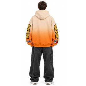Men's Hooded Zip-Up Sweatshirt Oversized Streetwear Printed Design Front Logo Knitted Fabric Autumn Wear <b>Hoodies</b> - Product Image 3