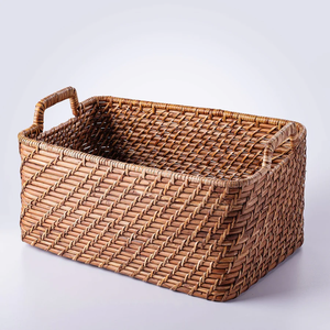 Cestas de ratán de jacinto de agua duraderas y económicas para almacenamiento y organización decorativos, cestas de ratán natural hechas a mano, modernas - Product Image 1