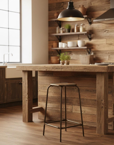 Taburete de Bar Plegable Clásico de Contrachapado Heces con Asiento Tipo Sillín, Altura de Mostrador, Plataforma para Pies, Diseño Moderno Minimalista, Ideal para Hogar, Bar y Hotel - Product Image 3