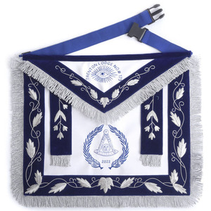 Delantal Masónico Clásico de Cuero Ecológico Bordado Personalizado con Insignia Triangular de Corona de Laurel Dorada de Forma Irregular y Color Sólido - Product Image 6