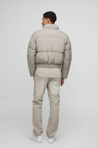 Veste d'hiver matelassée surdimensionnée personnalisée de haute qualité avec col montant et logo frontal pour hommes - Product Image 5