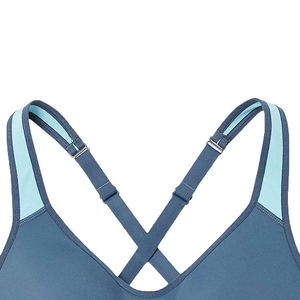 Sujetador deportivo con tirantes cruzados para mujer, soporte medio, transpirable, con bloques de color, ropa deportiva, azul - Product Image 3