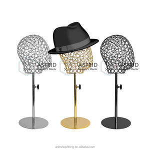 Présentoir durable de chapeau de support de chapeau de modèle de tête en acier en métal pour le magasin de vêtements - Product Image 1