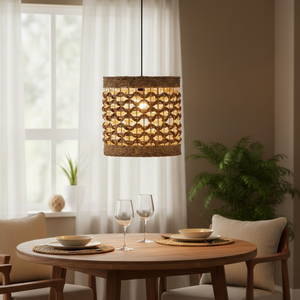 Lampe suspendue en jonc de mer et jacinthe d'eau, tressée à la main, design bohème, abat-jour pour la maison, en provenance du Vietnam - Product Image 3