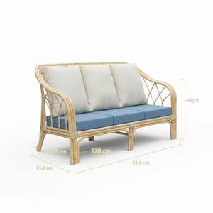 Chaise de salle à manger d'extérieur en rotin durable et écologique, en osier naturel fait main, design contemporain, avec revêtement en cuir PU, mobilier de maison - Product Image 5