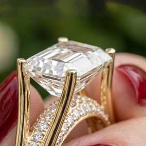แหวนทองคำขาว 14K ประดับเพชรทรงเหลี่ยมมรกต 3 กะรัต เพชรเลี้ยงในห้องปฏิบัติการ ของขวัญสำหรับผู้หญิง เหมาะสำหรับงานแต่งงาน - Product Image 6