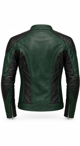 Chaqueta de Motocicleta de Cuero de Lujo |   Vino Tinto, Negro, Marrón, Verde |   Fabricante OEM ODM |   Diseño de Calidad Premium |   Resistente al viento | - Product Image 2