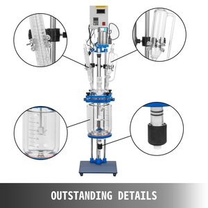 Reattore in Vetro da Laboratorio da 5L con Rivestimento, Componente Motore e Recipiente per Reazioni Chimiche per Studi di Laboratorio - Product Image 6