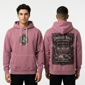 Sudadera con Capucha Personalizada Color Malva para Hombre, Diseño Gráfico Gótico Romántico, Estilo Vintage, Talla Grande, Ropa Urbana - Product Image 1