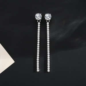 925 Sterling Silver Moissanite Tassel Long <b>Earrings</b> Luxury 1ct Certified Lab <b>Diamond</b> Drop <b>Dangle</b> Ear Accessories Women - Product Image 6