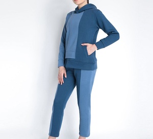 Women Color Blocking Hooded <b>Tracksuit</b> Full Sleeve Elastic Waist Side Pockets Casual Style Autumn Wear - Product Image 3