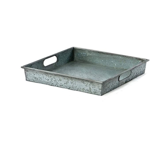 Set Of 2 Galvanized Metal Iron Serving Tray With Handles Decorative Centerpiece Tray For <b>Coffee</b> <b>Table</b> Weddings And Home Decor - Product Image 3