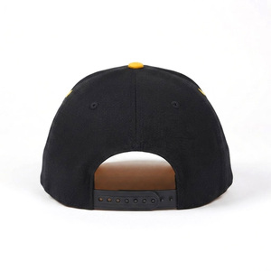 Gorra de Béisbol Negra y Amarilla con Bordado de Sonrisa de Dibujos Animados en el Panel Frontal, 6 Paneles, Ajustable, Unisex, Casual - Product Image 2