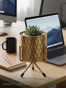 Macetero Metálico Moderno con Soporte Dorado, Decorativo, para Interiores, para Plantas Pequeñas, para Sala de Estar, Oficina, Dormitorio - Product Image 5
