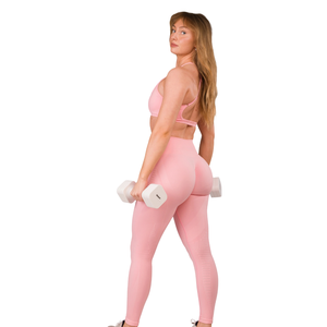 Leggings de yoga sans couture taille ultra haute pour femme, effet ventre plat, extensibles, pour la gym et l'entraînement, vêtements de sport sculptants, rose - Product Image 3