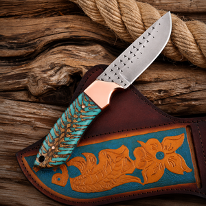 Cuchillo Vaquero Hecho a Mano de Acero D2, Mango de Piña, Funda de Cuero Tipo Pancake, Regalo para Ocasiones Especiales - Product Image 5