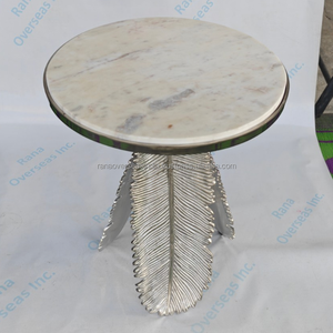 <b>Aluminium</b> <b>Table</b> with Marble Top Modern Luxury Furniture Stylish Metal Base <b>Table</b> Elegant Home Decor Statement Piece - Product Image 2