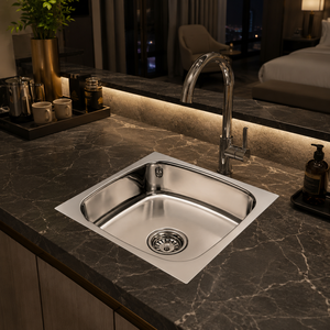 Stainless Steel 201/304 Single Bowl Square Modern Easy to Clean <b>Kitchen</b> <b>Sink</b> Above Counter Tabletop Mount Polished Wash Basin - Product Image 3