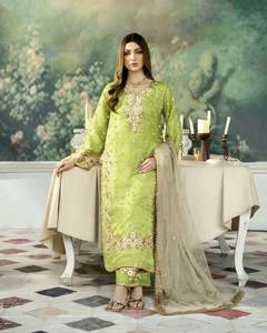 Salwar Kameez indien pakistanais brodé rouge, long jusqu'au sol, à séchage rapide, pour femmes, en mélange de soie, pour fêtes, mariages, tenue de mariée - Product Image 5