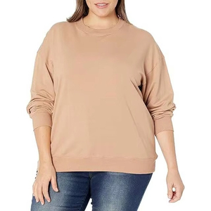 เสื้อสเวตเชิ้ตผู้หญิงคอวีทรงโอเวอร์ไซส์สำหรับฤดูหนาว ผ้าฟลีซ 100% คอตตอน กันน้ำ เป็นมิตรกับสิ่งแวดล้อม ระบายอากาศได้ดี รับผลิตแบบ OEM พร้อมสกรีนโลโก้ด้านหน้าตามแบบที่ต้องการ - Product Image 1