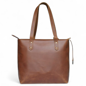 Sac fourre-tout vintage en cuir véritable grande capacité avec fermeture éclair, sac à bandoulière résistant à l'eau pour les voyages et l'usage quotidien - Product Image 2