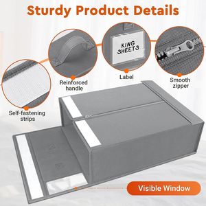 Set di 4 Contenitori Pieghevoli Robusti con Etichetta Trasparente, Organizzatori per Armadio per Lenzuola e Vestiti, Nuova Soluzione di Stoccaggio Migliorata - Product Image 5