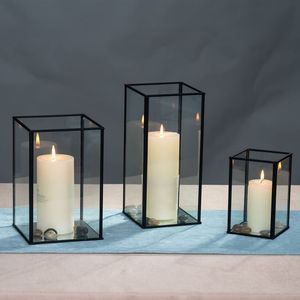 Home Decor Customised <b>Black</b> Table Top Outdoor Indoor Glass Candle Holder Farmhouse Floor & Event Decor <b>Lanterns</b> - Product Image 3