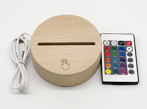 Lámpara de Noche LED Redonda Moderna de Madera con Control Táctil/Remoto/Sensor/Manual, Recargable por USB, Luz Blanca Cálida Regulable (CRI 90) - Product Image 3
