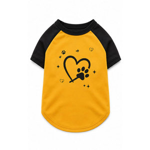 Orange Pet <b>T</b>-<b>Shirt</b> With Paw Heart And Sun Print Unisex Adult <b>Dog</b> Cat Apparel - Product Image 5
