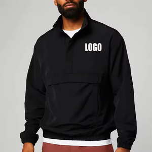 <b>Mens</b> Cotton/Polyester Half Zip Windbreaker <b>Pullover</b> <b>Jacket</b> Waterproof Breathable Oversized High Quality Premium OEM Bulk - Product Image 3