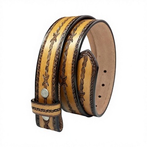 Genuine Leather Western Hand <b>Tooled</b> Leather and Hand Painted Floral <b>Belts</b> Real Handmade <b>Tooled</b> Leather Unisex Waist <b>Belts</b> - Product Image 1